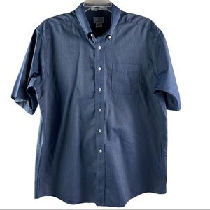 LL Bean Blue Wrinkle Free Traditional Fit Short Sleeve Button Down Size 17.5 Reg